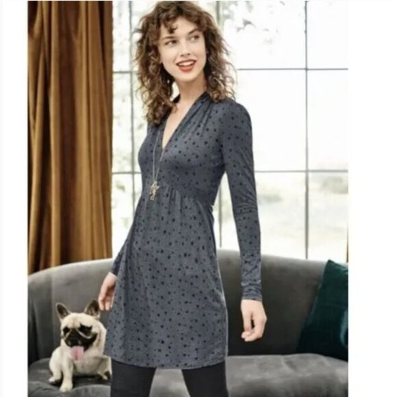 Boden Betty Star Print Jersey Tunic Dress 12 Long Blue - Picture 1 of 8